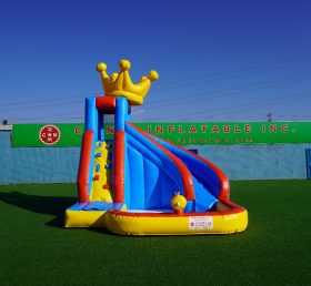 T8-1334 Pvc Батут Открытый детский бассейн Водные горки Комбинация с короной сверху