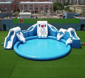 Pool2-740 Надувная горка и бассейн Frozen World Polar Bear