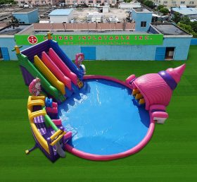 Pool2-826 Надувной аквапарк единорог с бассейном
