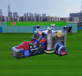 T2-7066 Полицейская машина батут с горкой (сухая)