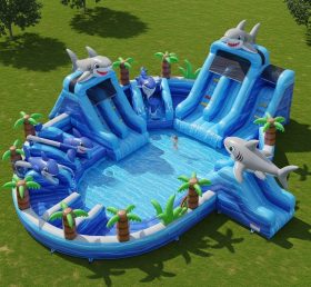 Pool3-368 Водный парк с бассейном в стиле акулы