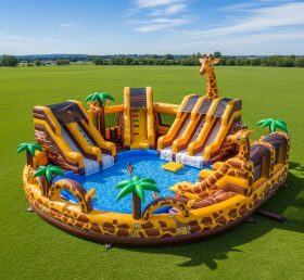 Pool3-470 Водный парк с бассейном в жирафьем стиле
