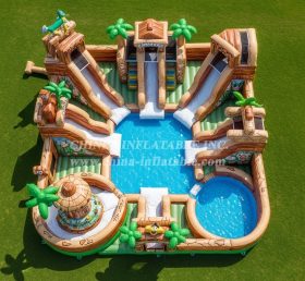 Pool3-711 Водный парк с бассейном в стиле «Флинтстоуны»