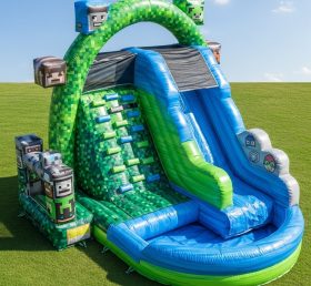 T8-7328 Надувная водная горка в стиле Minecraft