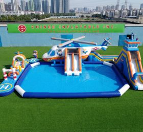 Pool3-806 Водный парк с бассейном в вертолётной тематике