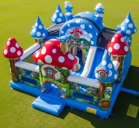 T5-2517 надувные замки с тематикой Смурфиков