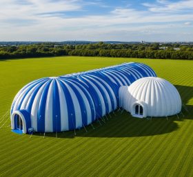 Tent1-6290 Надувной купольный туннель в голубую полоску