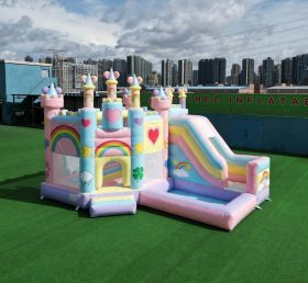 T2-8786 Батут с горкой и бассейном в стиле Care Bears