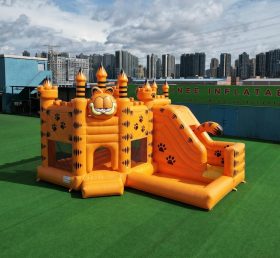 T2-8796 Батут в стиле Гарфилда с горкой и бассейном