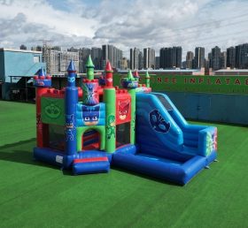 T2-8822 Надувной батут в стиле PJ Masks с горкой и бассейном