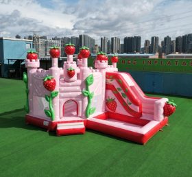 T2-8839 Батут в тематике «Клубника Шорткейк» с горкой и бассейном