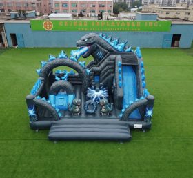T2-8880 Батутный замок с горкой в стиле Годзиллы