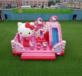 T2-8881 Батут в стиле Hello Kitty с горкой