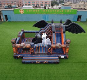 T2-8882 Батут в стиле «Как приручить дракона» с горкой
