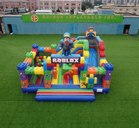 T2-8904 Прыгающий замок в стиле Roblox с горкой