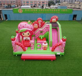 T2-8916 Батутный замок с горкой в стиле «Клубничного пирога»