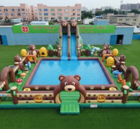 Pool3-855 Надувной водный парк с медвежьей тематикой
