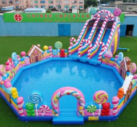 Pool3-859 Надувной аквапарк с оформлением в стиле сладостей