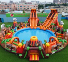 Pool3-921 Водный парк-бассейн с надувной тематикой вулкана