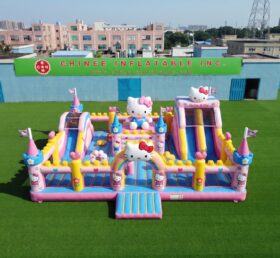 T2-8965 Надувной Комбо Батут Hello Kitty с Двумя Горками