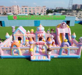 T2-8994 Надувной комбо-батут замок POP MART с горкой
