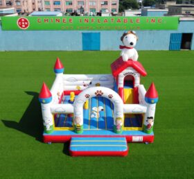 T2-9013 Надувной комбо-замок-батут с горкой в стиле Snoopy